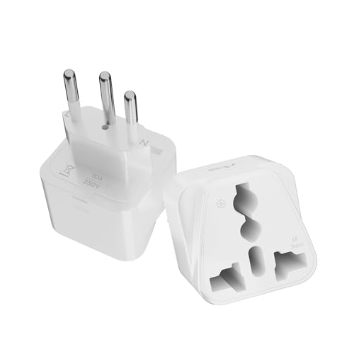 Image of rts (2 Pack) Travel Essentials India to Switzerland, Jordan Rwanda Liechtenstein Swiss Universal Travel Adapter Plug Convert Standard 3 pin Plug to a Variety of National Socket Travel Conversion Plugs