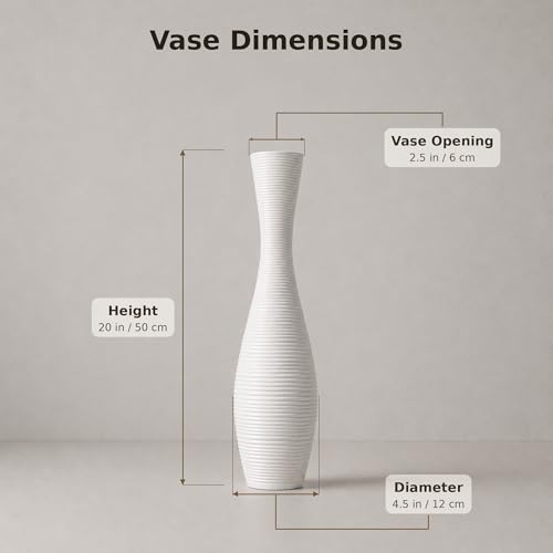 Image of Leewadee Large Floor Vase 20 inches Polyresin for Pampas Grass, Dried Flowers