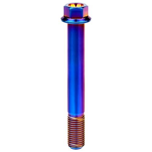 Image of Titanium Bolt M12 30 35 40 45 50 55 60 65 70 75 80 85 90mm Hex Small Flange Head for Motorcycle Car Modification Pack of 4 (M12x90mm Pitch 1.5, Burnt Blue)