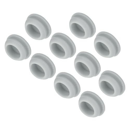 Image of MECCANIXITY 10pcs Silicone Snap in Locking Hole Plugs,13mm /0.5 Inch Mounting Diameter Narrow Groove Width 2mm Panel Seal Cover Round for Kitchen Bulkheads Waterproof Sealing Plugs Grey