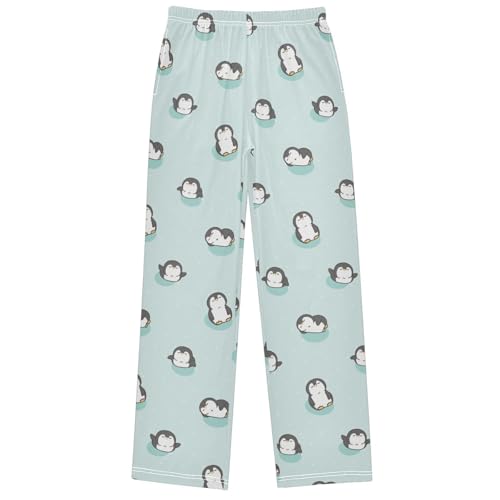 Boy's Pants Baby Penguin Sleep Green Jogger Pants Elastic Waist Long Bottoms Trousers with Pockets 6-14 Years