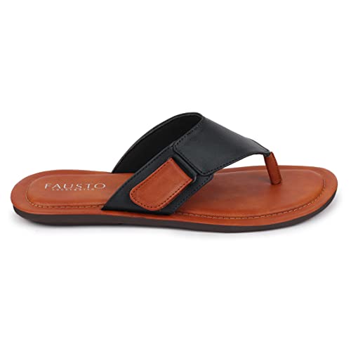 Image of FAUSTO Mens Slip On Sleek Desgined Casual Flip-Flops | Indoor & Outdoor Thong Slippers With Buckle Strap