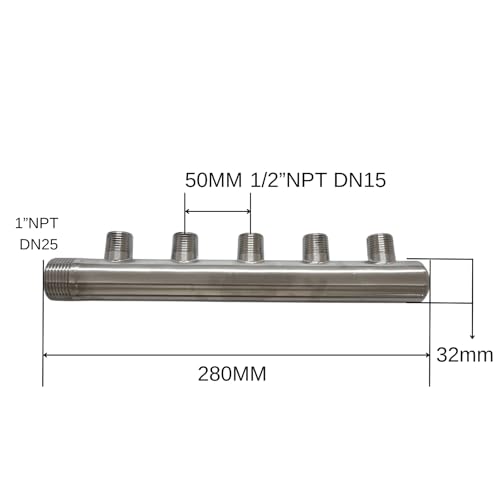 Stainless Steel Plumbing Distribution Manifold, water air manifold 3-6Port Distribution Header, NPT Threaded (5ways) by Generic - Used condition - Image 2