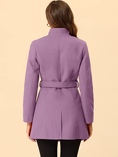 Image of Allegra K Women's Winter Elegant Stand Collar Overcoat Long Belted Pea Coat
