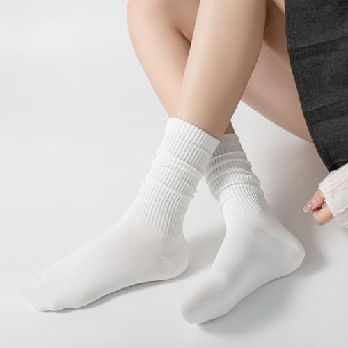 Womens Cozy Crew Socks Cotton Slouch Socks Casual Calf Socks Trouser Dress Socks Boot Socks 3 pairs4