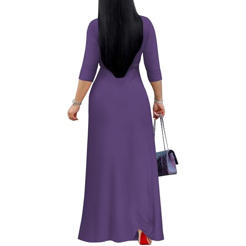 Image of PinkPatty Women's Print Maxi Dresses 3 /4 Sleeve Flowy Long Dress V Neck Wrap Tie Waist Sundress