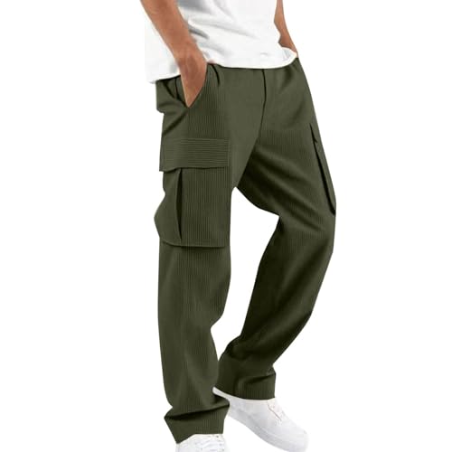 Work Pants for Men Corduroy Casual Elastic Waist Straight Leg Sweatpants Lightweight Soft Comfy Pant with Pockets2