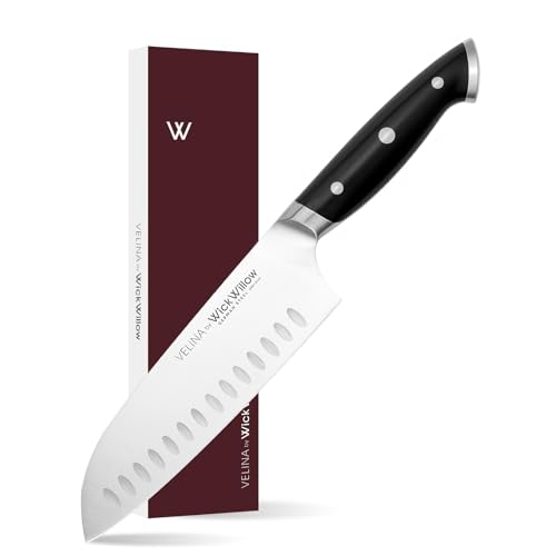 Comparison: Best Knife For Cutting Squash 9 7” Santoku Knife – Razor Sharp German Steel DIN1.4116 – Japanese-Style Vegetable Knife for Chopping, Slicing & Mincing – Full Tang & Ergonomic Handle – Chefs kitchen Knife – Gift Box – Velina series