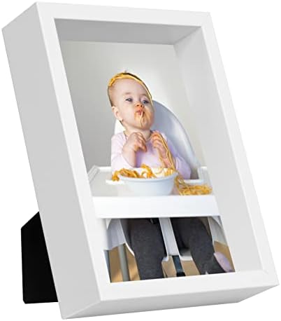BD ART 8x10 inch White Deep Picture Frame Made of Wood and High Definition Glass - Portrait or Landscape Display on The Wall or Tabletop