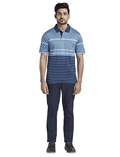 Image of Colorplus Men's Pure Cotton Jacquard Pattern Classic Fit Polo Neck Half Sleeve Casual T-Shirt