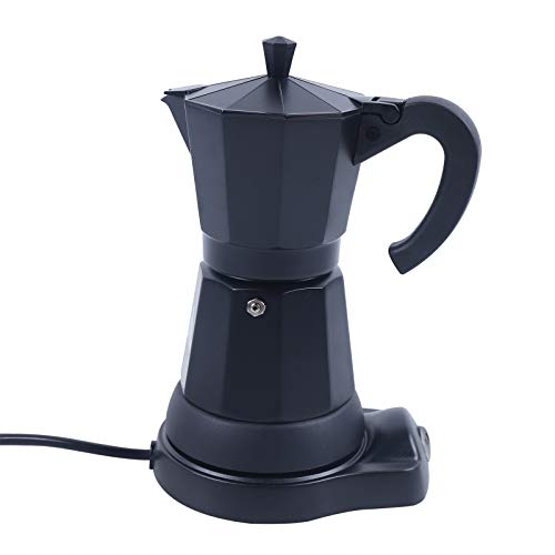 Gorgivous Cafetière électrique 300 ML/6 Tasses, cafetière Expresso, cafetière Moka en Acier Inoxydable pour Bureau, Maison, Voyage, Camping, Noir Cover