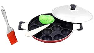 KD ZONE Aluminium Non Stick 12 Cavities with Lid Appam Pan Patra ...