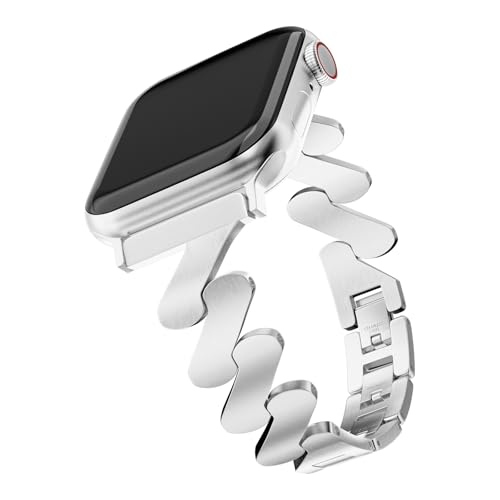 Starlight Quicksand Type Metal Bracelet Apple Watch Band for Women, Fashion Dressy Strap (Brushed Silver, 42MM / 44MM / 45MM / 49MM) by Diamooond - Used condition - US$21.59