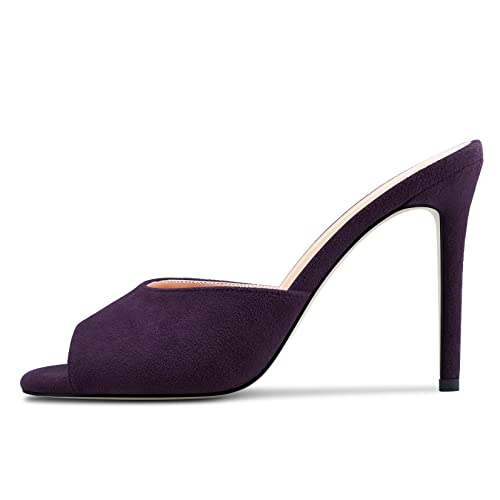 Image of TNYNFBEB Women Stiletto High Heel Peep Open Toe Sandals Slingback Slip-on Wedding Office Cute Basic Classic 3.9 Inches Heels