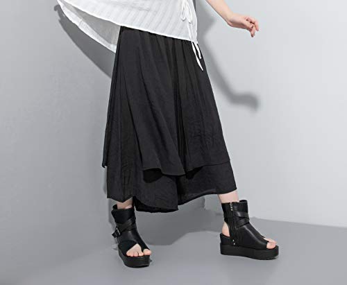 ellazhu Women's Loose Fit Wide Leg Pants with Side Pockets for Casual Lounge Wear Culottes Style GY2416 A4