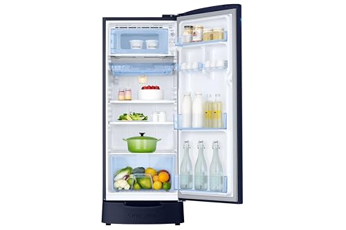 Image of Samsung 183 L, 3 Star, Digital Inverter, Direct-Cool Single Door Refrigerator (RR20H2823UZ /NL, Midnight Blossom Blue, Base Stand Drawer, Single Touch Defrost, 2026 Model)