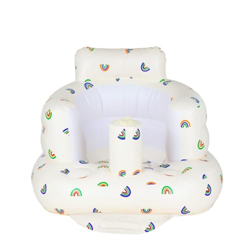 Image of AirSwim Inflatable Baby Chair, Baby Inflatable Seat for Babies 3 Months and Up Summer Inflatable Baby Seat for Sitting Up, Blow Up Baby Floor Seat with Built in Air Pump, Rainbow