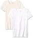Produktbild Amazon Essentials Damen-T-Shirt, klassisch, kurzärmlig, Rundhalsausschnitt, 2er-Pack, peach/white, X-Small
