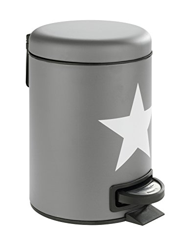 Preisvergleich Produktbild WENKO Kosmetik Treteimer Stella - Kosmetikeimer, Mülleimer mit Tretmechanismus Fassungsvermögen: 3 l, Stahl, 17 x 25 x 22,5 cm, grau