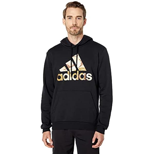 adidas Sudadera con capucha de forro polar con estampado de camuflaje para hombre