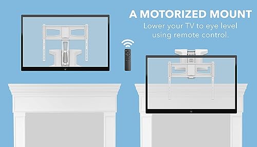 Mount-It! MI-386W Motorized Fireplace Tv Wall Mount | Remote Control Electric Pull Down Mantel Mounting Bracket thumb #1