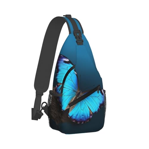 Bolso cruzado de pecho para hombre con diseño mariposa azul miniatura 2