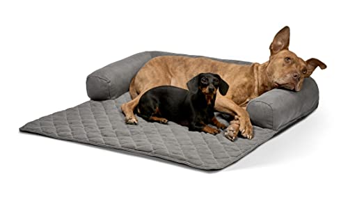 Lous Sofaschutz Hund – Hundedecke Sofa Hundebett Couch – Handgefertigte Hundematte mit Rand – Waschbar bis 90 Grad und besonders kuschlig – Größe: XL ca. 117x97x15cm (Anthrazit)