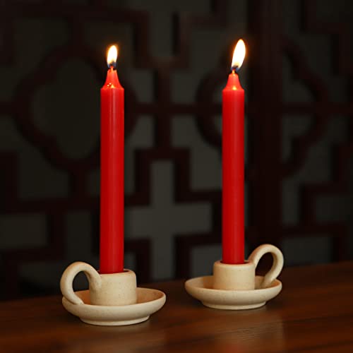 Cabilock Candle Holders Ceramic Candlestick Holders With Handrail For Dinner Wedding Party Church Bedroom Living Room 2Pcs #TOP5