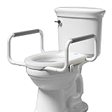 R&T Toilet Seat Riser 2'' Raised Seat with Removable Padded Handles Fit for Elongated Toilets