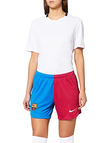 Nike FC Barcelone, Saison 2021/22, Équipement de Jeu, Court à domicile - Short - Bermuda - Femme, Rouge/Bleu, M