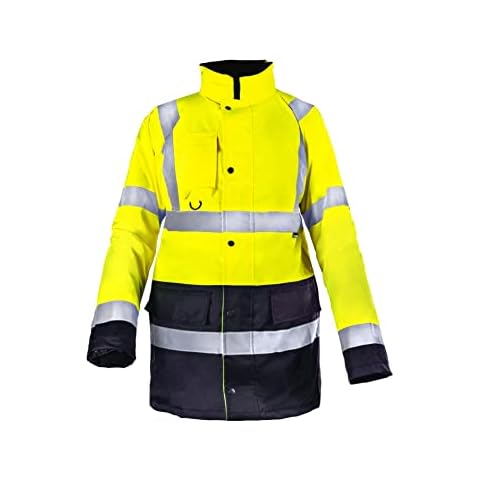 Step Ahead Mens Hi Vis Visibility Waterproof Two Tone Parka Jacket Safety Work Wear Hi Viz Yellow/Navy, Orange/Navy (Orange/Navy, XL) Cover
