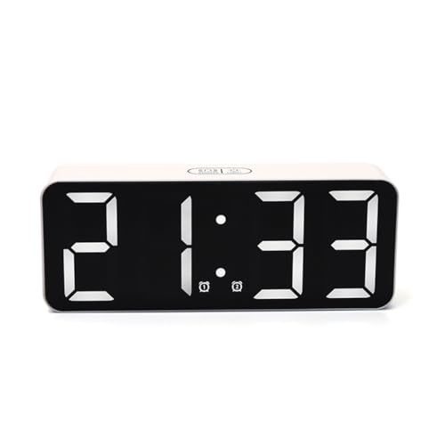 Despertador digital LED con espejo y termómetro táctil de mesita 2
