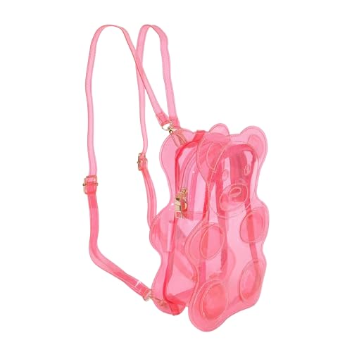 Transparent Teddy Bear Backpack, Clear PVC, Blue and Pink, 7W x 10H x 3D inches (Pink)2