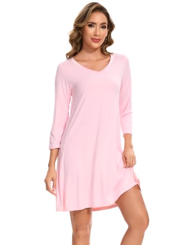 Image of GYS Womens Bamboo Viscose Nightgown Super Soft Lightweight Night Shirts for Sleeping