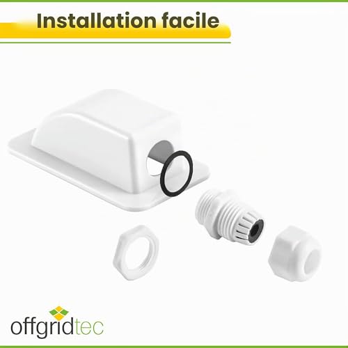 Offgridtec 006430 Passe-toit 1 entrée pour camping-car, caravane et bateau Passe-câble solaire en ABS Blanc – vue 6