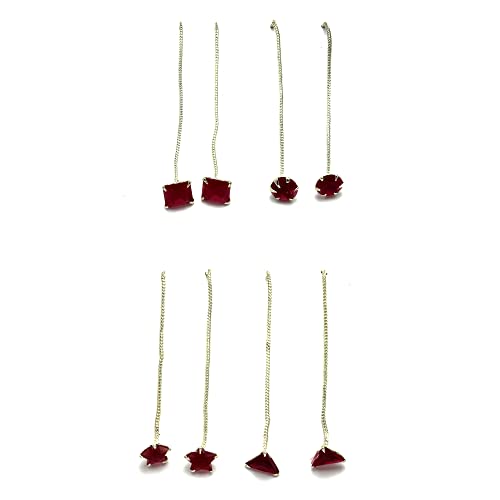 Rhodium-Plated Silver Toned American Diamond Needle Drop Earrings