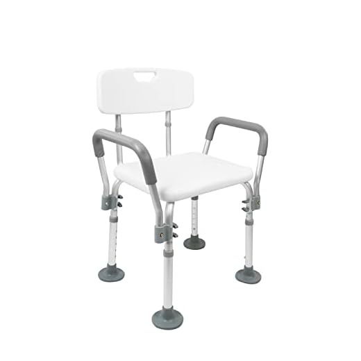 PEPE Mobility Shower Chair to Sit on in Shower, Height Adjustable with Non-Slip Tips, Removable Armrests, Tool-Free Assembly, Safety Bath Seat