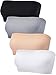 4 Sujetadores Bandeau (Azul Claro, Rosa, Blanco, Negro, S-M) (L-X-L, Negro, Blanco, Color de Piel, Gris)