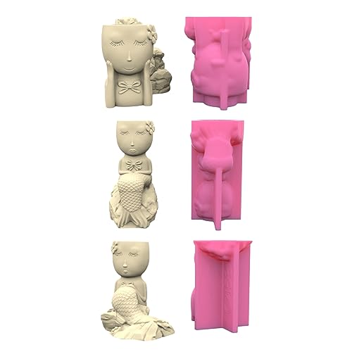 Moldes de silicona para bolígrafos de sirenas, adornos de mesa, yesos, herramientas para hacer macetas, fácil de limpiar, soporte de silicona para bolígrafos