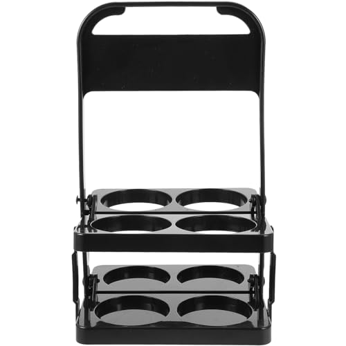 DIYEAH Soporte Plegable para Cerveza y Vino Negro 4 Botellas Asa Portátil para Bebidas y Fiestas Cesta Práctica para Botellas y Latas Portabotellas Compacto para Bar y Hogar