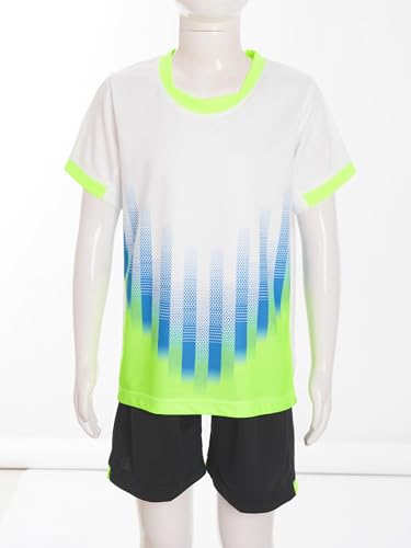 Kids Boys School Pe Kit Sports Set 2 Pcs T-shirt And Shorts Football Training Suit Tracksuits Active Sportswear White 13-14 Years3