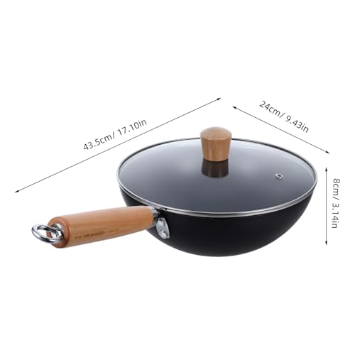 Wok de hierro con tapa y mango de madera antideslizante miniatura 2