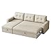 YOPTO L-Shape Reversible Sectional Sleeper Sofa Bed 4 in 1 Pull Out Couch with Storage Chaise & Removable Back Cushions,Convertible Sleeper Corner Couch Pull-Out Sofa Bed for Living Room,Office