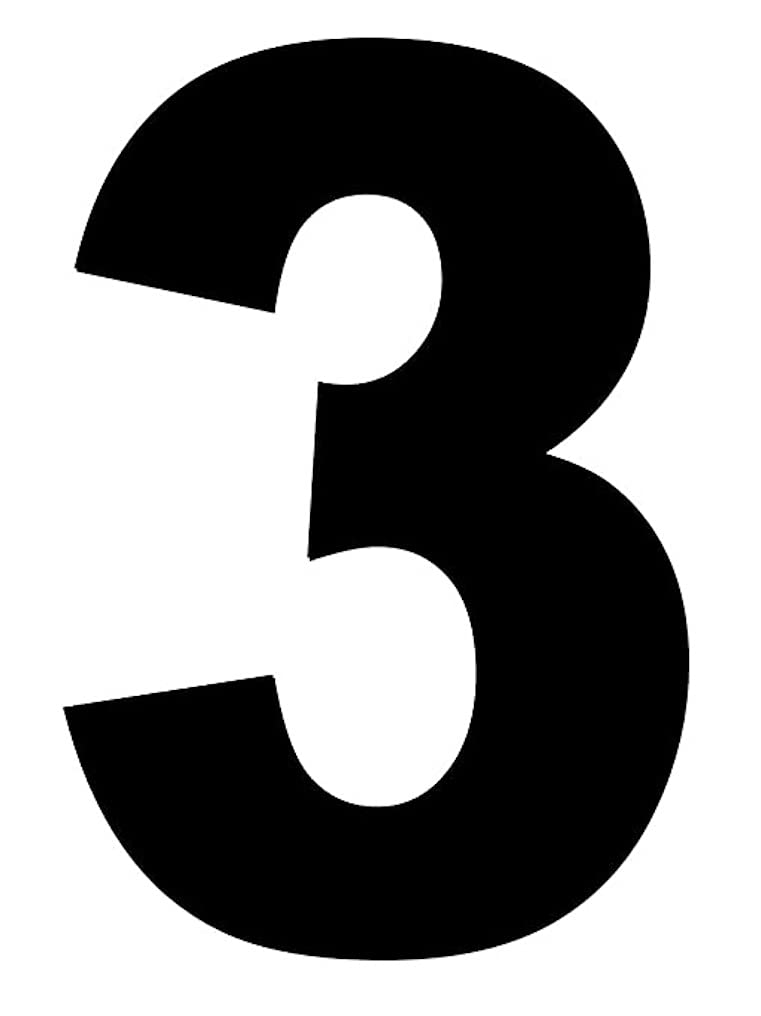 MerriwayBulk Hardware BH04431 Vinyl Stick on Wheelie Bin Box Crate Numbers, 50 mm (2 inch) Number 3 - Black, Pack of 4