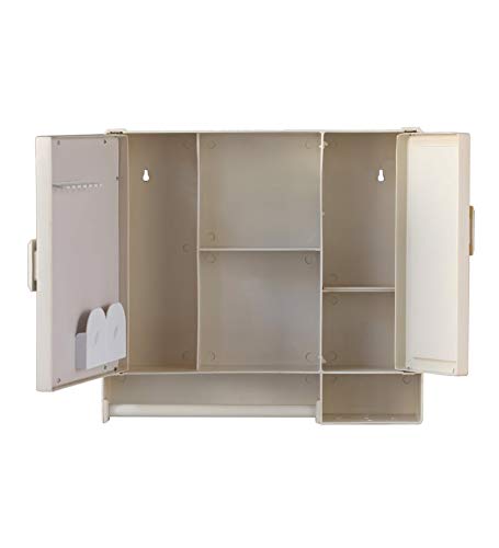 Image of Riya Enterprise Multi-Purpose Plastic Bathroom Cabinet with Mirror & 10 Compartments (Ivory, Size - 18 x 4 x 14)