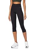 Marca Amazon - AURIQUE Mallas de Deporte Cortas con Banda Lateral Mujer, Negro (Black), 38, Label:S