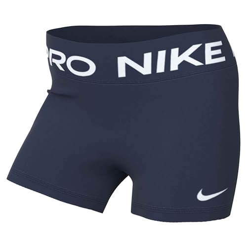 Nike Pantalones cortos Pro de 3 pulgadas para mujer, Azul marino/blanco 1, XXS
