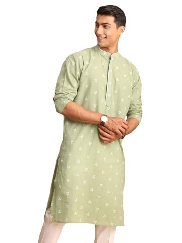 Image of Shvaas By Vastramay Men's Green Cotton Kurta
