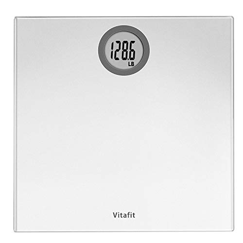 Vitafit Digital Body Weight Bathroom Scale Weighing Scale with Step-On Technology, LCD Display(400lb),Batteries Included, Elegant Silver