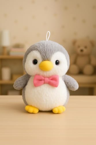Image of SCOOBA Super Soft Grey Penguin Soft Toys for Kids Babies 25cm(Grey Penguin with Bow)